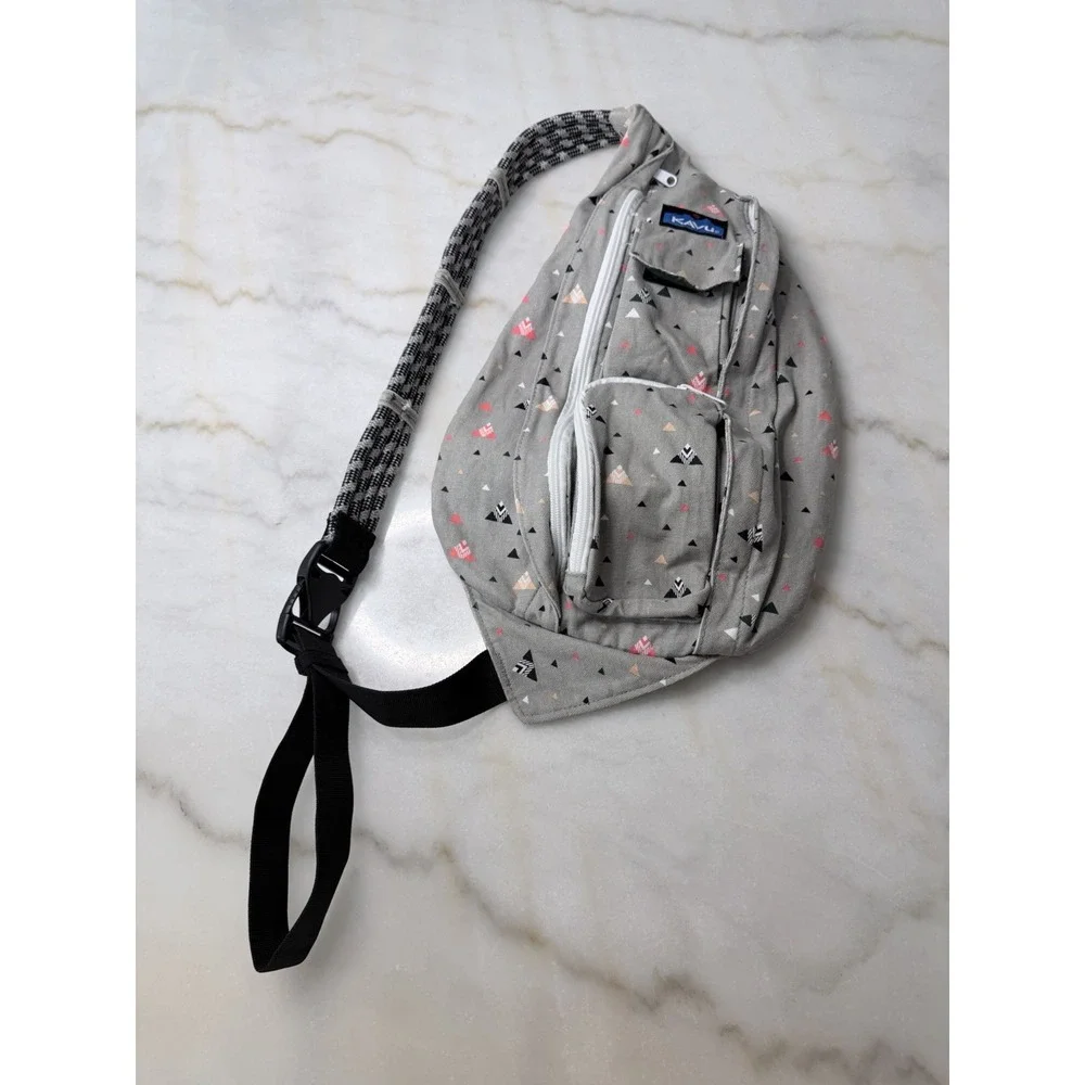Kavu Rope Bag Canvas Sling Backpack Outdoor Travel Retired Pattern Gorpcore Hike